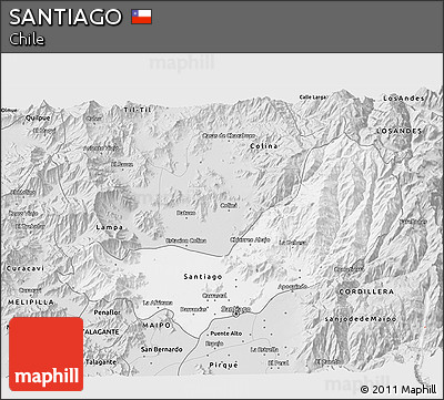 Silver Style 3D Map of SANTIAGO