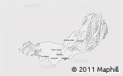Silver Style 3D Map of SANTIAGO, single color outside