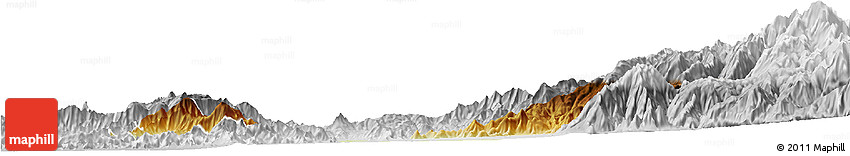 Physical Horizon Map of SANTIAGO, lighten, desaturated