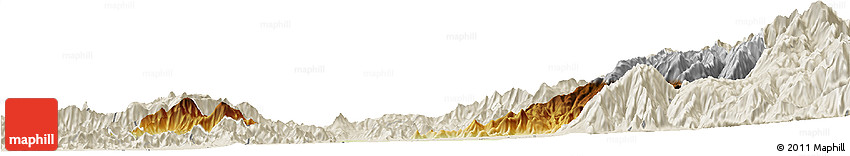 Physical Horizon Map of SANTIAGO, shaded relief outside