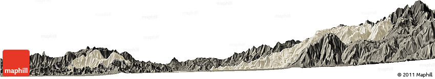 Shaded Relief Horizon Map of SANTIAGO, darken