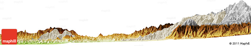 Shaded Relief Horizon Map of SANTIAGO, physical outside