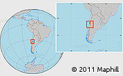Gray Location Map of SANTIAGO, within the entire country