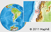Physical Location Map of SANTIAGO, highlighted country