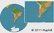 Satellite Location Map of SANTIAGO, within the entire country