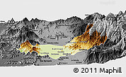 Physical Panoramic Map of SANTIAGO, darken, desaturated