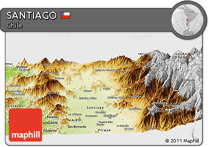 Physical Panoramic Map of SANTIAGO