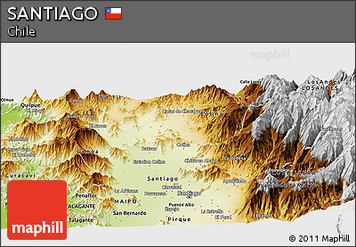 Physical Panoramic Map of SANTIAGO
