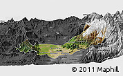 Satellite Panoramic Map of SANTIAGO, darken, desaturated