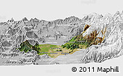 Satellite Panoramic Map of SANTIAGO, lighten, desaturated