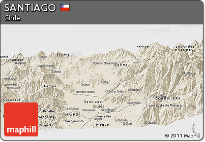 Shaded Relief Panoramic Map of SANTIAGO