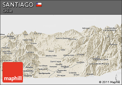 Shaded Relief Panoramic Map of SANTIAGO