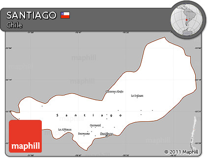 Gray Simple Map of SANTIAGO, cropped outside