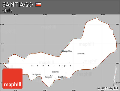 Gray Simple Map of SANTIAGO, cropped outside