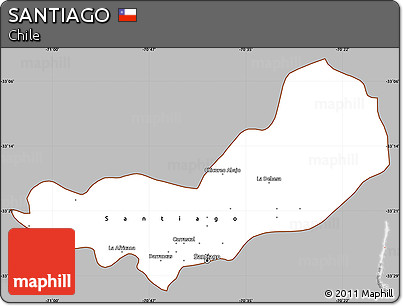 Gray Simple Map of SANTIAGO, cropped outside