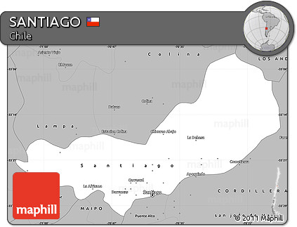 Gray Simple Map of SANTIAGO