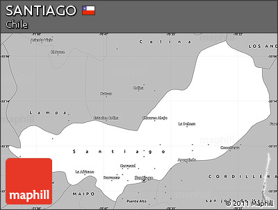Gray Simple Map of SANTIAGO