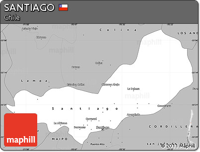 Gray Simple Map of SANTIAGO