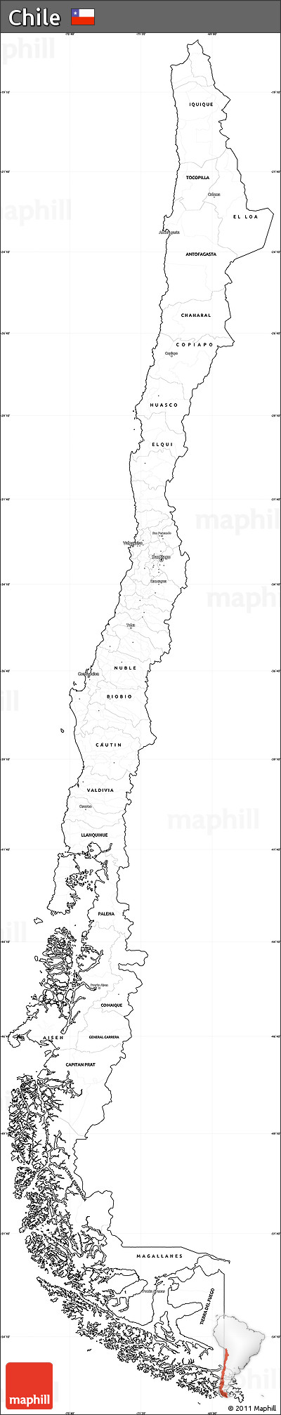 Blank Simple Map of Chile, cropped outside