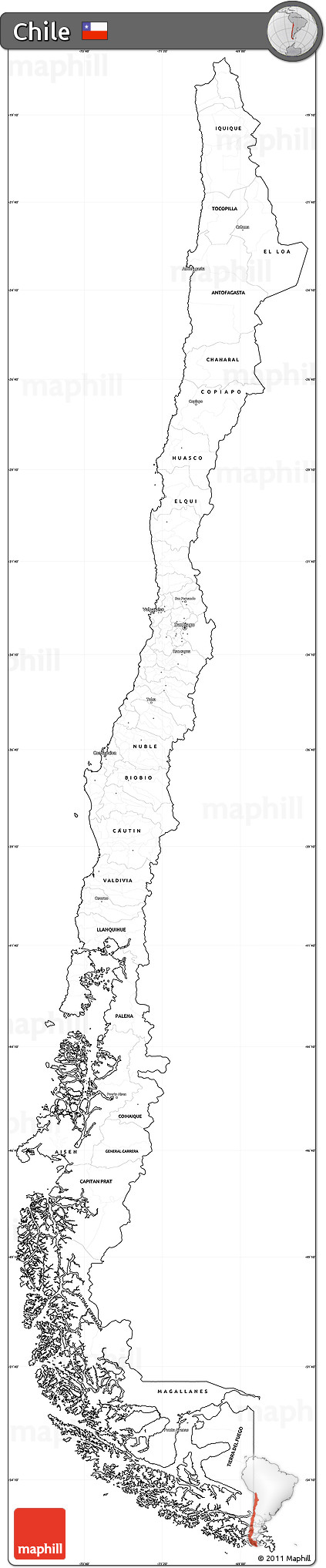Blank Simple Map of Chile, cropped outside