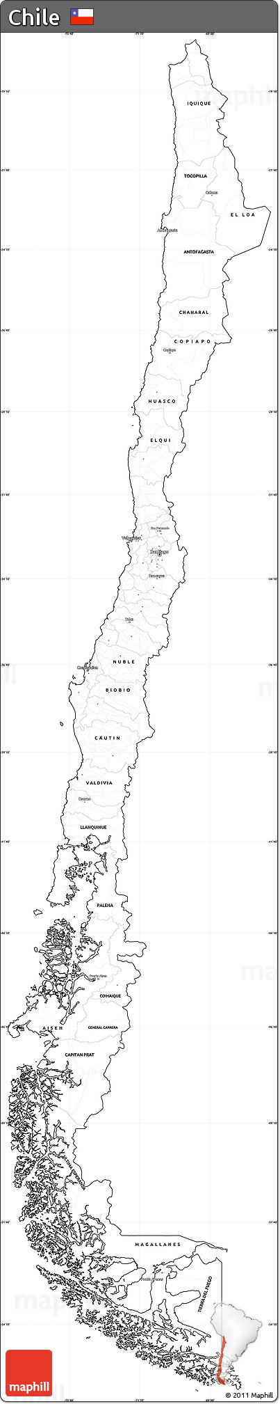 Blank Simple Map of Chile, cropped outside