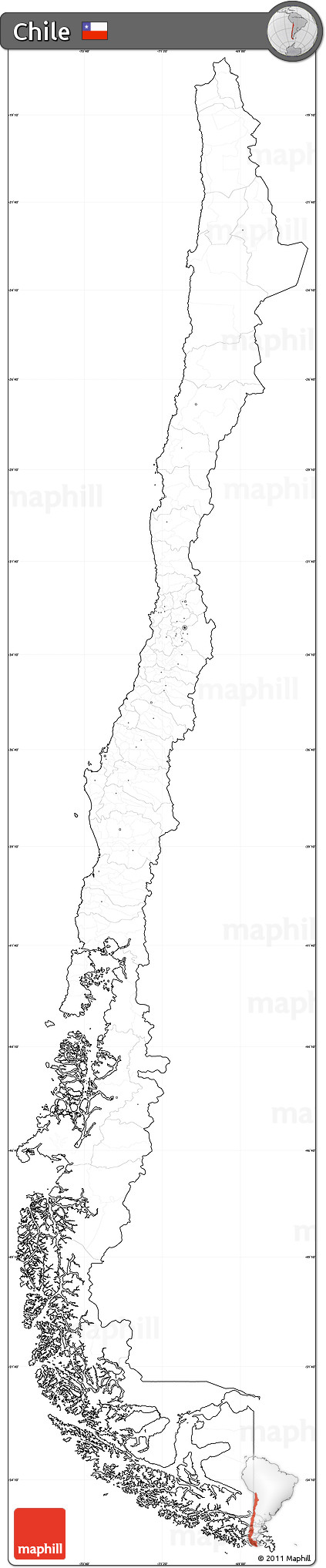 Blank Simple Map of Chile, cropped outside, no labels