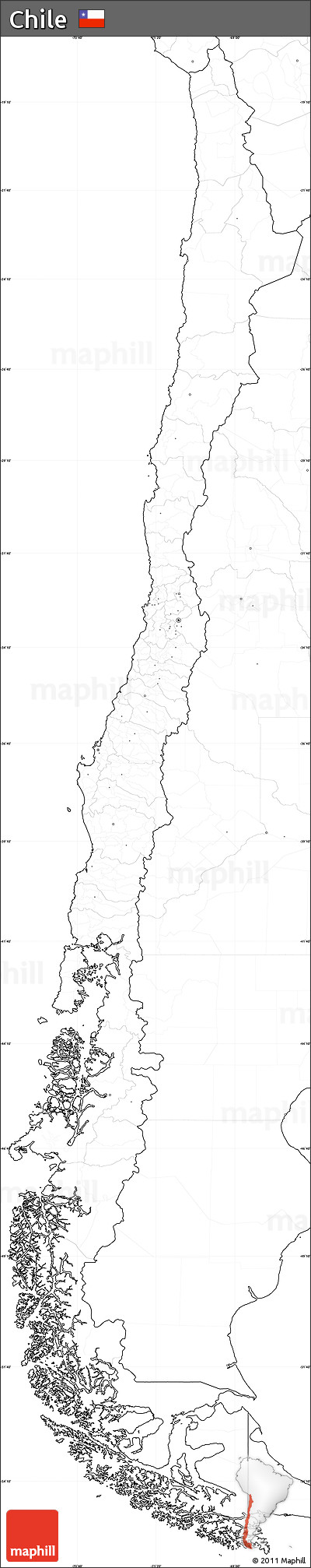 Blank Simple Map of Chile, no labels