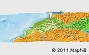 Physical Panoramic Map of Constitucion, political outside