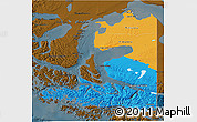 Political 3D Map of TIERRA DEL FUEGO, darken
