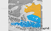 Political 3D Map of TIERRA DEL FUEGO, desaturated