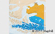 Political 3D Map of TIERRA DEL FUEGO, lighten