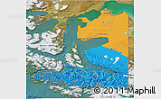 Political 3D Map of TIERRA DEL FUEGO, satellite outside