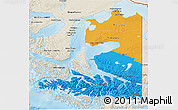 Political 3D Map of TIERRA DEL FUEGO, shaded relief outside