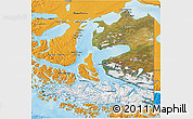Satellite 3D Map of TIERRA DEL FUEGO, political outside