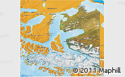 Satellite 3D Map of TIERRA DEL FUEGO, political shades outside