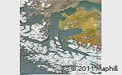 Satellite 3D Map of TIERRA DEL FUEGO, semi-desaturated