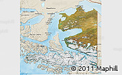 Satellite 3D Map of TIERRA DEL FUEGO, shaded relief outside