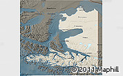 Shaded Relief 3D Map of TIERRA DEL FUEGO, darken