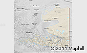 Shaded Relief 3D Map of TIERRA DEL FUEGO, desaturated