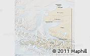 Shaded Relief 3D Map of TIERRA DEL FUEGO, lighten, semi-desaturated