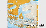 Shaded Relief 3D Map of TIERRA DEL FUEGO, political shades outside