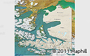 Shaded Relief 3D Map of TIERRA DEL FUEGO, satellite outside