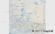 Shaded Relief 3D Map of TIERRA DEL FUEGO, semi-desaturated