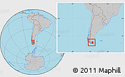 Gray Location Map of TIERRA DEL FUEGO, within the entire country