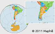 Political Location Map of TIERRA DEL FUEGO, within the entire country