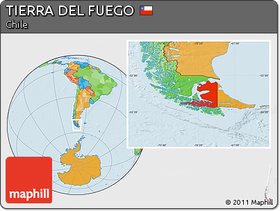 Political Location Map of TIERRA DEL FUEGO