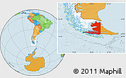 Political Location Map of TIERRA DEL FUEGO, highlighted country