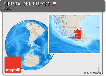 Shaded Relief Location Map of TIERRA DEL FUEGO