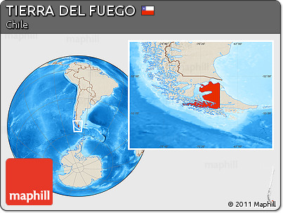 Shaded Relief Location Map of TIERRA DEL FUEGO