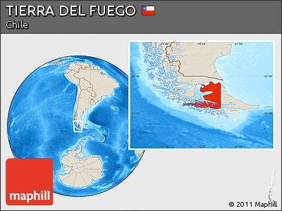 Shaded Relief Location Map of TIERRA DEL FUEGO